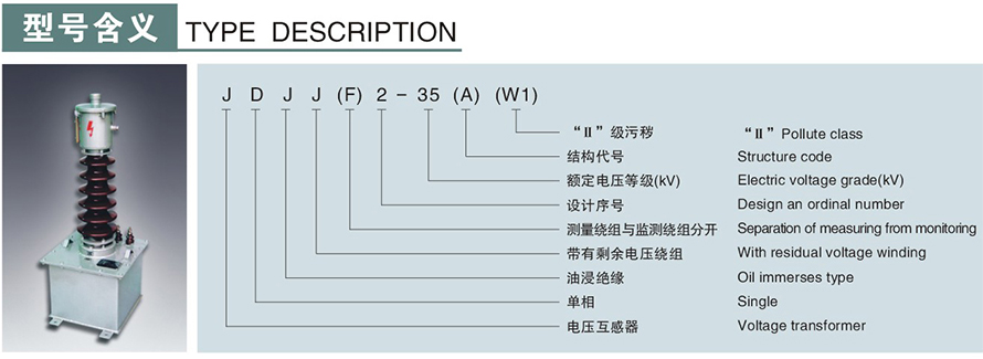 JDJJ2-35/JDJJ2-35GYW1/JDJJ2-35GYW2型電壓互感器型號(hào)說明