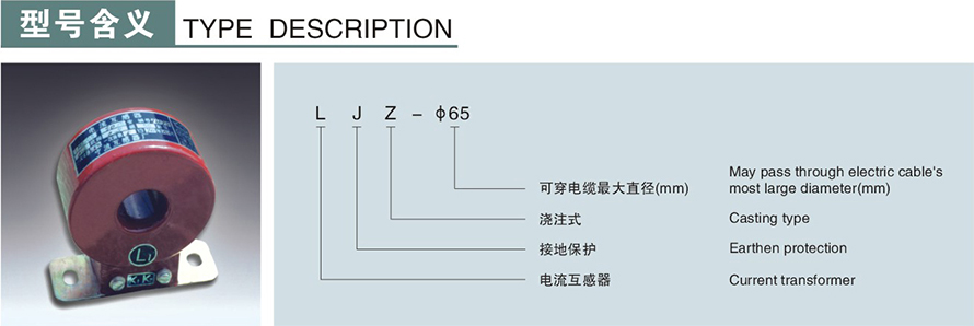 LJZ-φ65型零序電流互感器型號(hào)說明